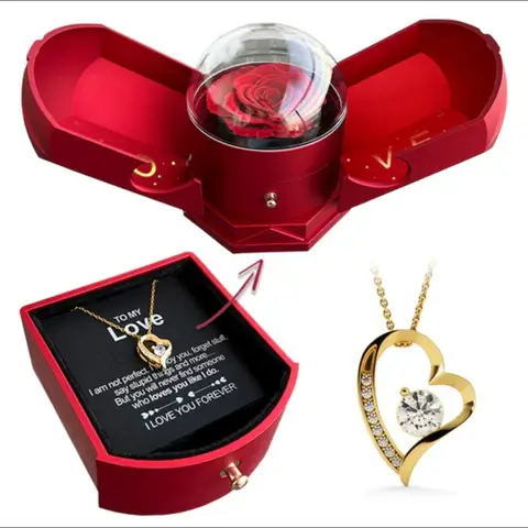 To My Love Wife Heart Pendant Necklace Gift for Birthday Women Girl Soulmate Gifts 2025 Fashion Jewelry With Angel Rose Box