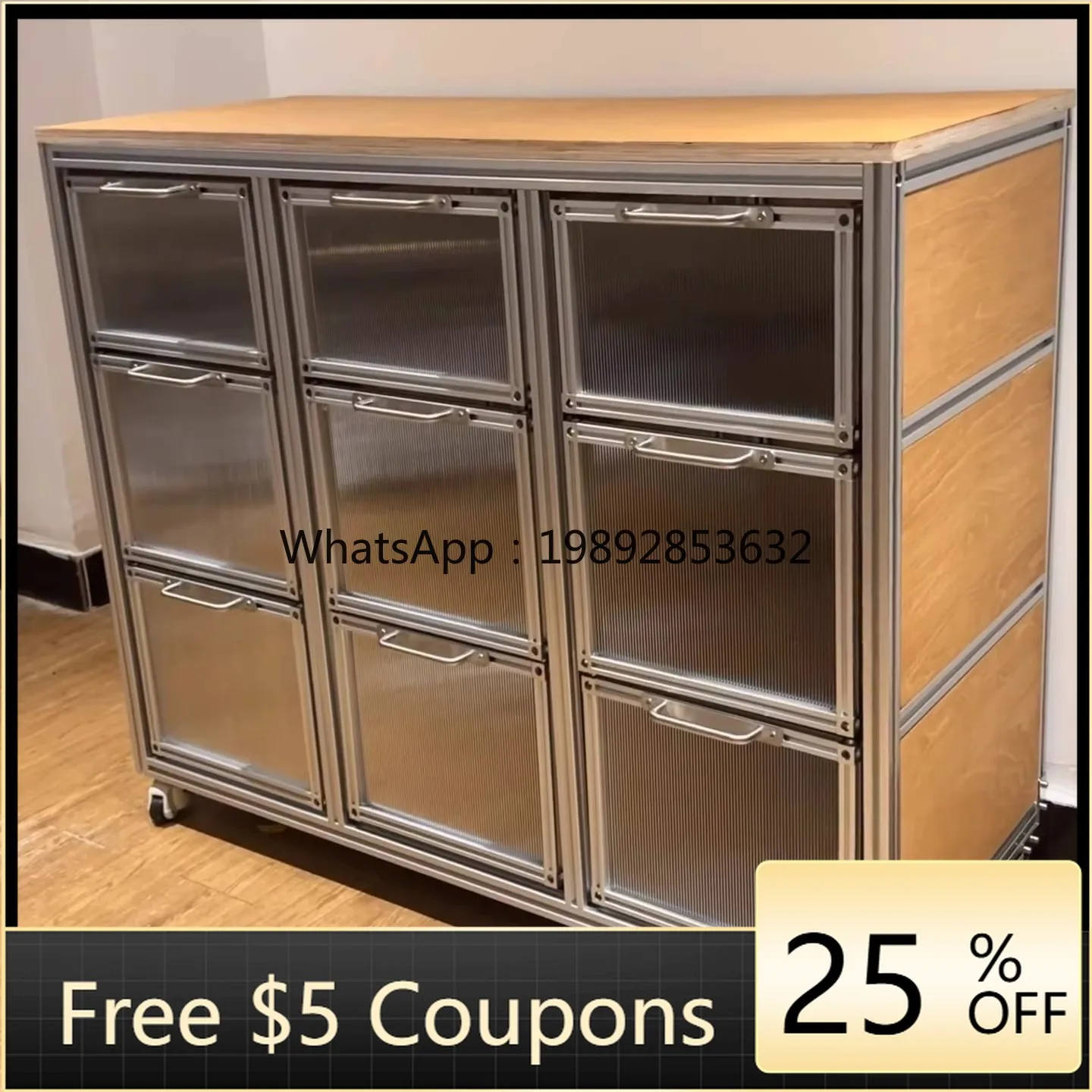 LYY Ocean Board Aluminum Profile Sideboard Shop Coffee Modern Storage Cabinet Display