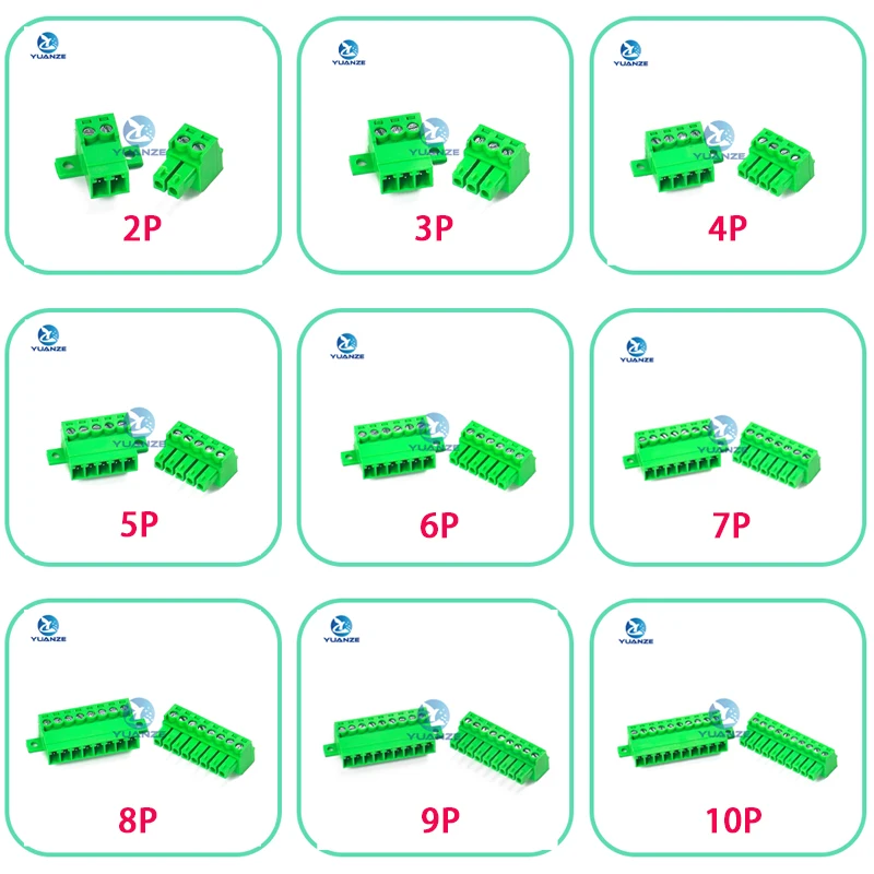 

1/5sets 15EDGRKC 3.81 2/3/4/5/6/7/8/9/10/12/16/18/24Pin Wall Terminal Plug Type 3.81mm Pitch Connector Pcb Screw Terminal Block
