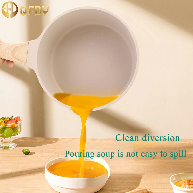 

Maifan Stone Kitchen Soup Pot Milk Pan With Wooden Handle Pot Non-Stick Frying Pan Cookware Cooking Utensils For Kitchen