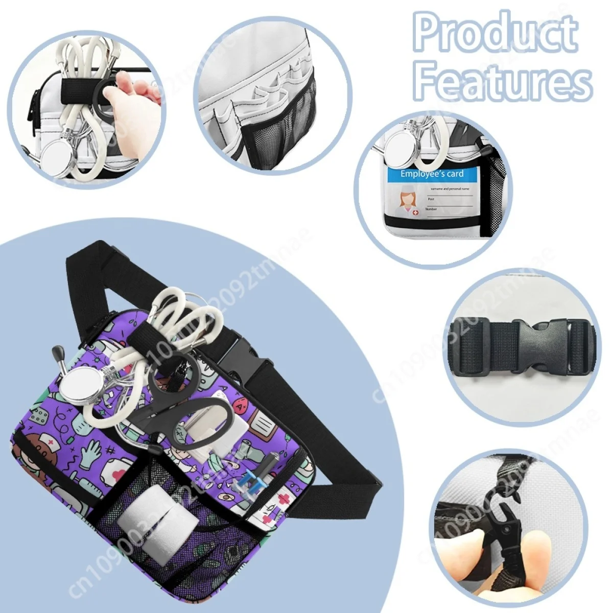 Enfermeira Fanny Pack para Estetoscópios Kit, Bolsa Organizadora Médica, Moda Personalizada, Bolsa de Cintura, Ferramenta para Estudante de Enfermagem