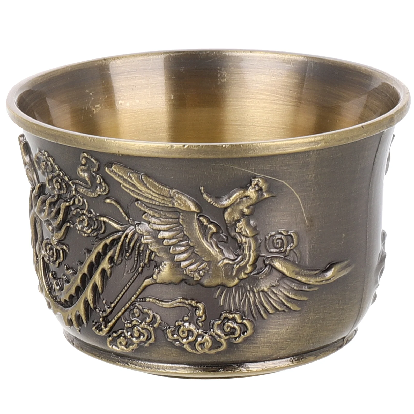 

Bronze Dragon and Phoenix Tea Set Decorative Teacup Small Cups Chinese Vintage Water