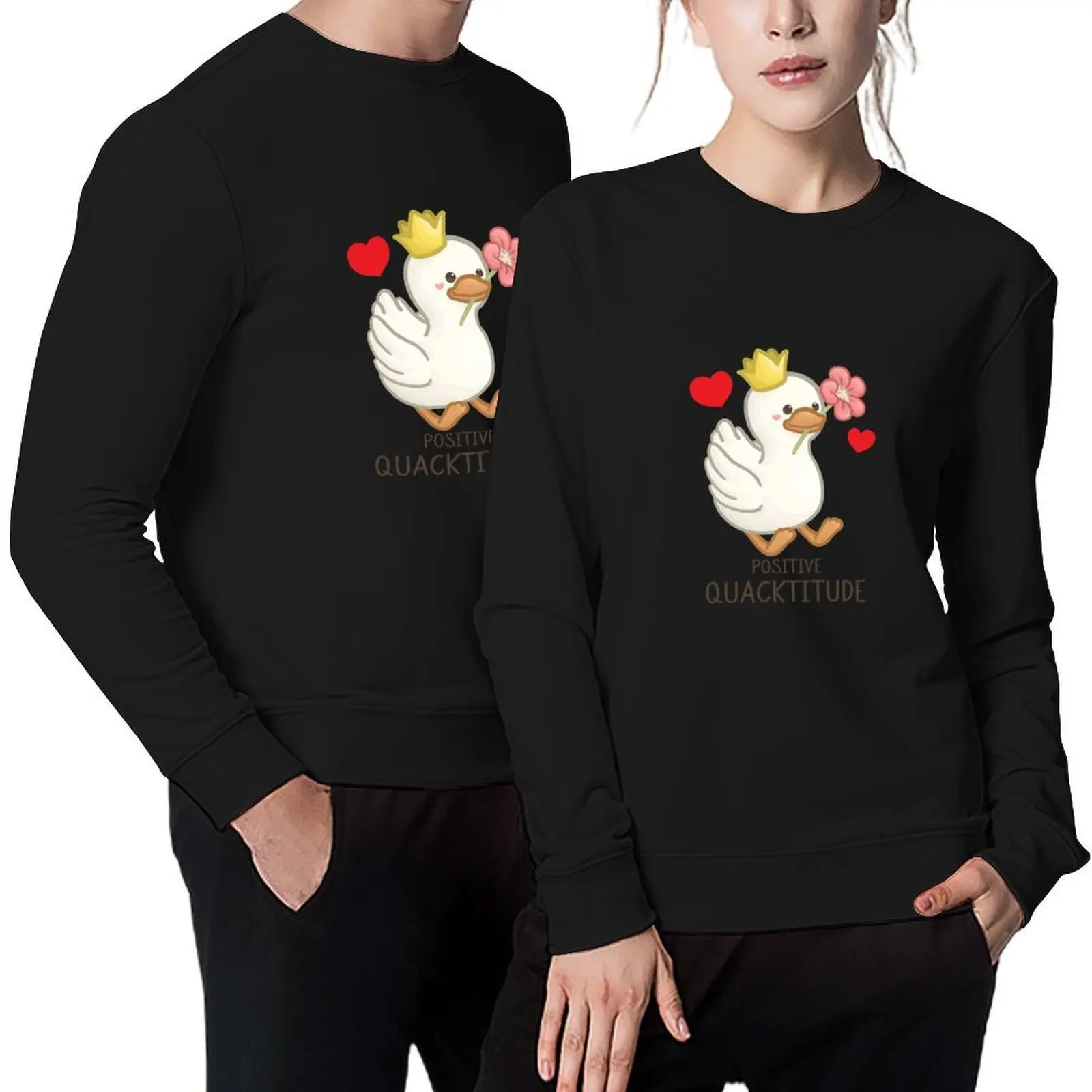 

Positive Quacktitude Pun Pullover graphic t shirts men men's clothing men's sweat-shirt autumn sweatshirt