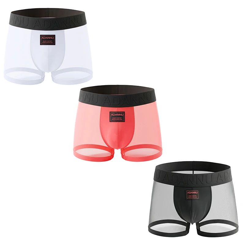 

Men's Quick-Drying Mesh Underwear Single-Layer Perspective Design with Thick Legs High Crotch P-Shaped Flat-Leg Pants