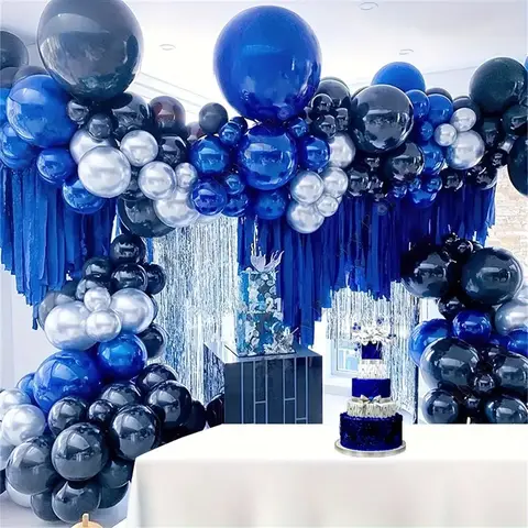 160Pcs Royal Blue Silver Balloon Arch Kit for Baby Shower Birthday Wedding Party Graduation Celebration Anniversary Decoration