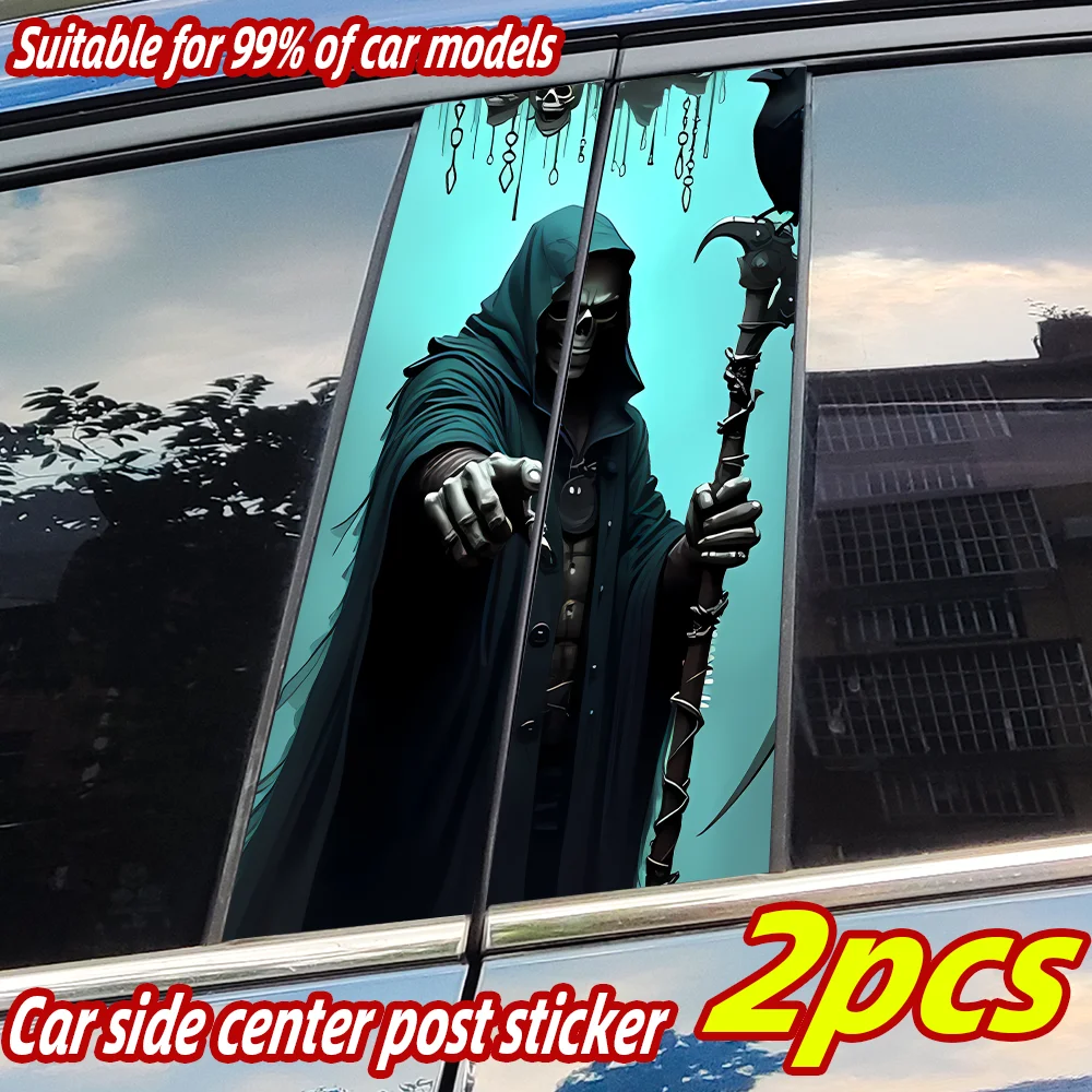 

Sickle Skull Car Stickers Horror Auto B Pillar Waterproof Decoration Cover Scratches Car Door Pillar Sunscreen Decal Accessories