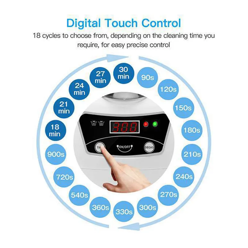 600ml Ultrasonic CLEANER Bath TIMER สําหรับชิ้นส่วนเครื่องประดับแว่นตาเล็บหินเครื่องตัดทันตกรรมมีดโกนแปรง Ultrasound Sonic Boxc