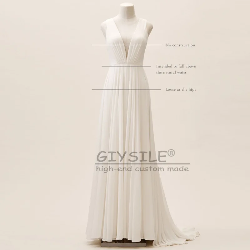 GIYSILE Customized French Retro Light Wedding Dresses Luxury 2025 New Bride Deep V-neck Simple Travel Photo Shoot Chiffon Dress