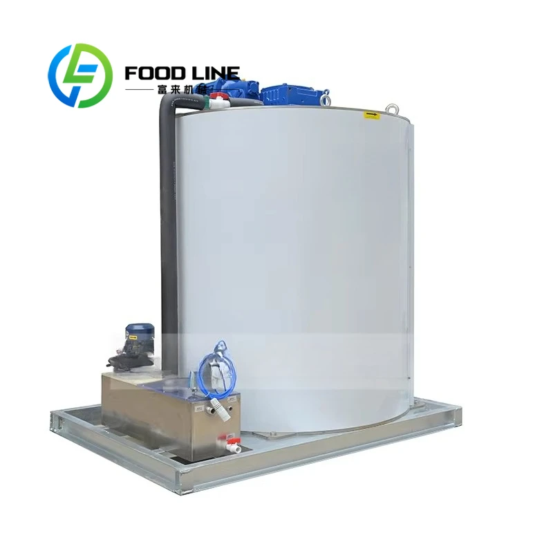 Commercial 10 Ton 10000 KG Flake Ice Machine 150kg Storage Capacity Air Evaporator Drum Factory Pump Motor Bearing