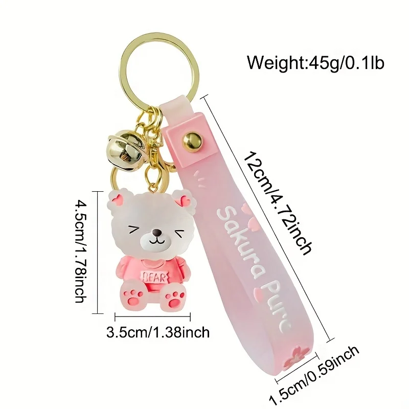 Cute Resin Crystal Cartoon Bear Keychain for Girls - Perfect for Car Keys, Bags, Ornaments, and Party Favors