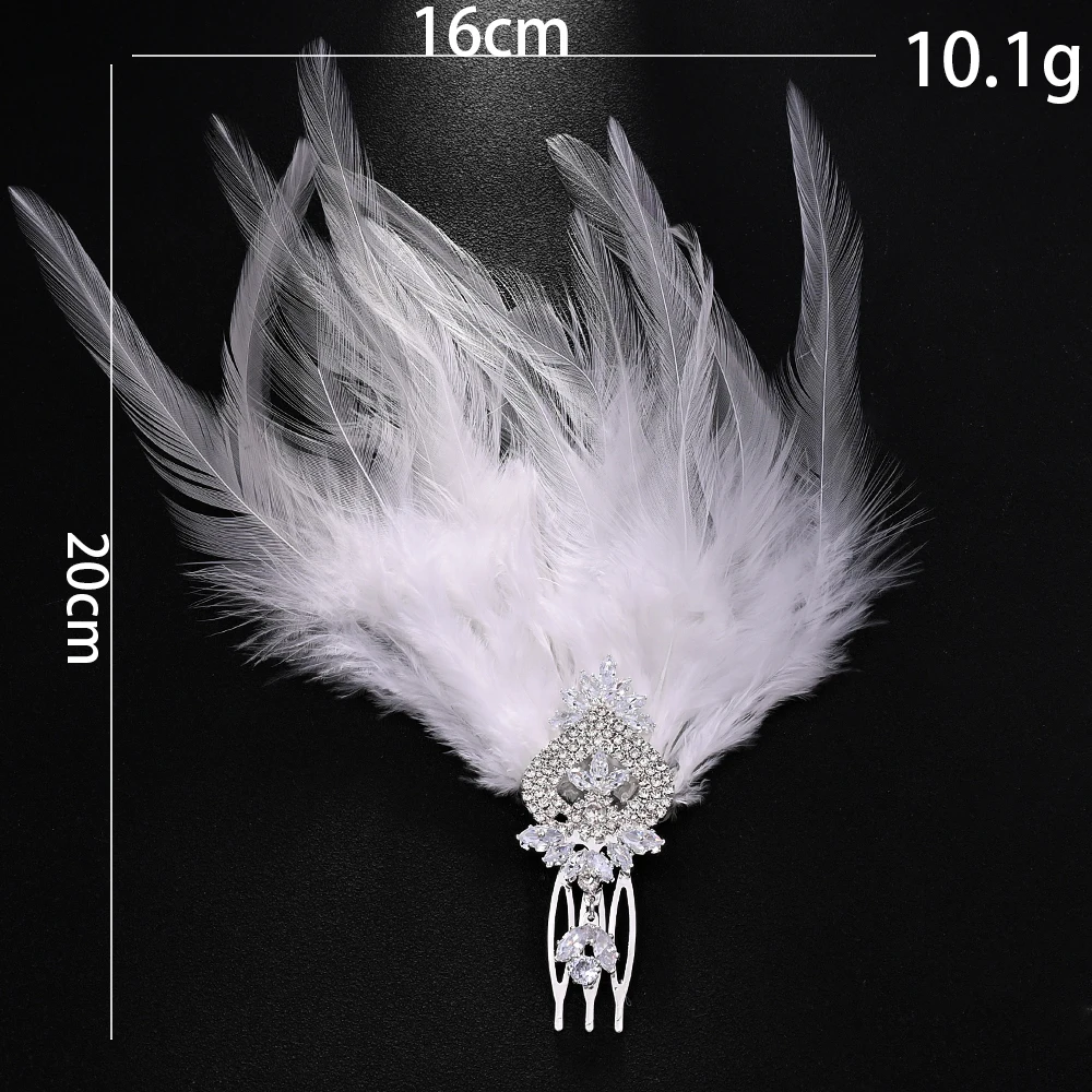 Gorgeous 1920s Feather Flapper Headbad Tiara Statement Headdress Jewelry Elegant Boho Design Rhinestone Hair Accessories Prom