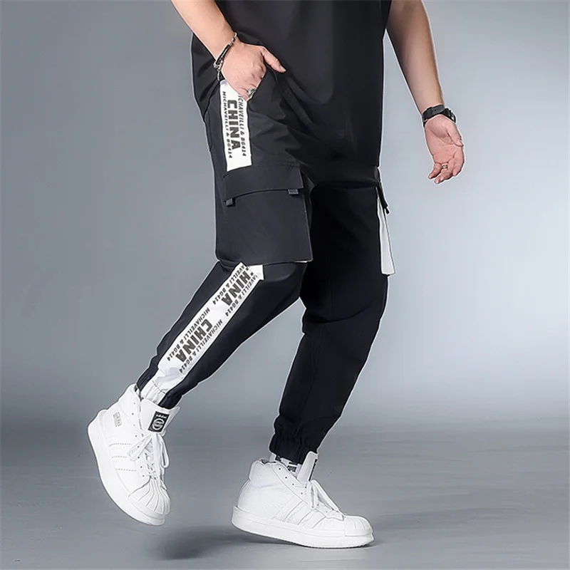 Side Patchwork Cargo Pants Men Joggers Sweatpants Autumn Baggy Male Streetwear Casual Trousers Plus Size 7XL