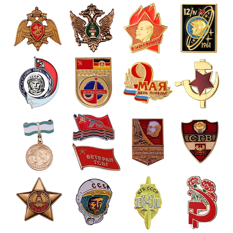 Soviet Series Pins Double Head Eagle Emblem Red Star Sickle Hammer CCCP Butterfly Buckle Badge Crafts Decoration Gifts