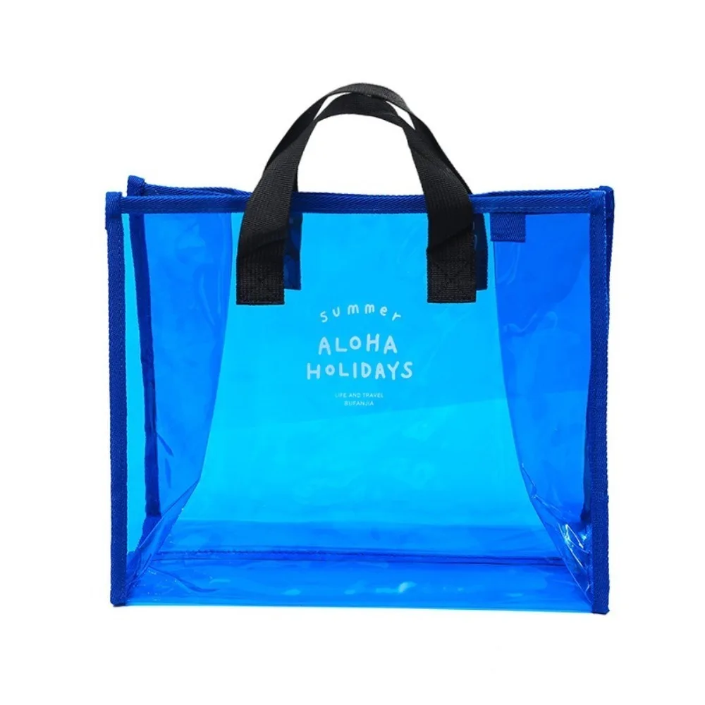 

Simple PVC Clear Beach Bag Large Capacity Waterproof Swimming Storage Bag Cosmetic Bag Seaside Transparent Makeup Handbag Sports