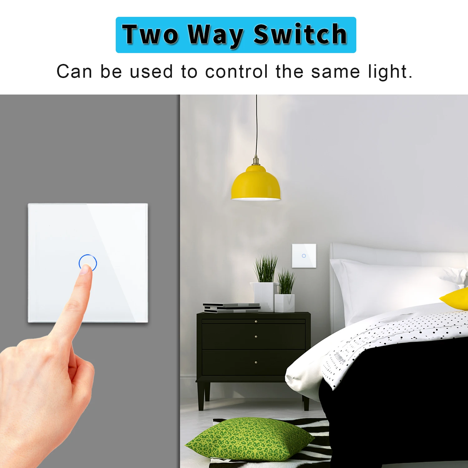 Wall Touch Switch 220V EU Standard Tempered Crystal Glass Panel Power 1/2/3 Gang 2 Way Light Sensor Switches Waterproof