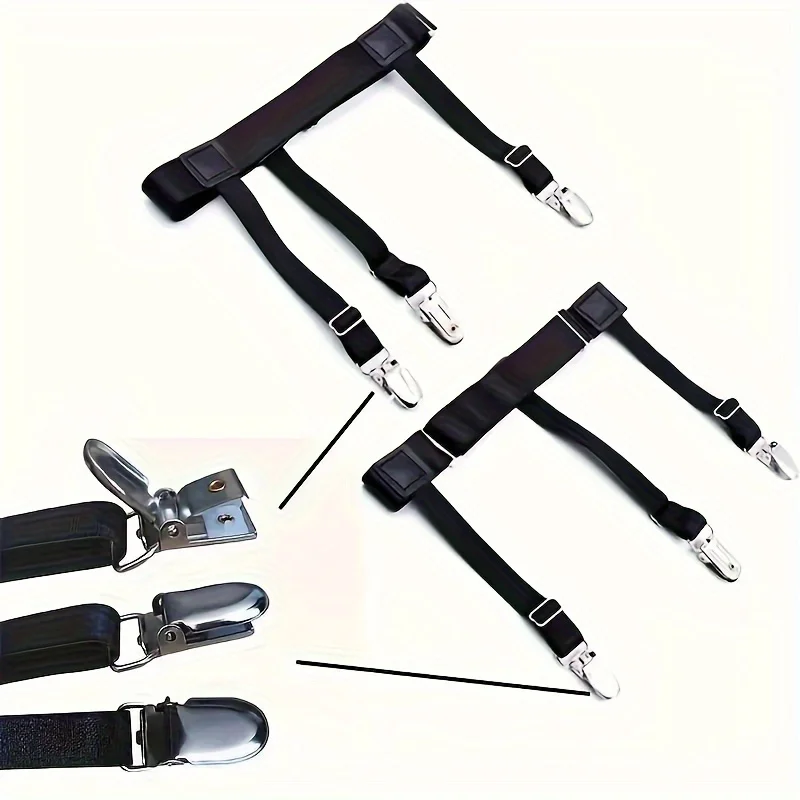 2-Pack Duckbill Button Shirt Hem Fixed Clip Men's Seamless Artifact Shirt Top Straightening Anti-Wrinkle Anti-Slip Adjustable Garter Belt