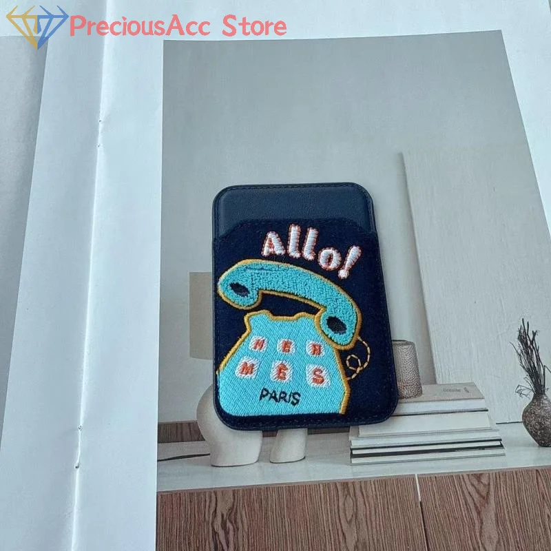 حافظة واقية للبطاقة المغناطيسية، حامل بطاقات جلدي مطرز بنظام تحديد المواقع العالمي (GPS) لمكافحة خسر حقيبة الهاتف المحمول، مشبك خلفي رفيع للغاية للهاتف المحمول