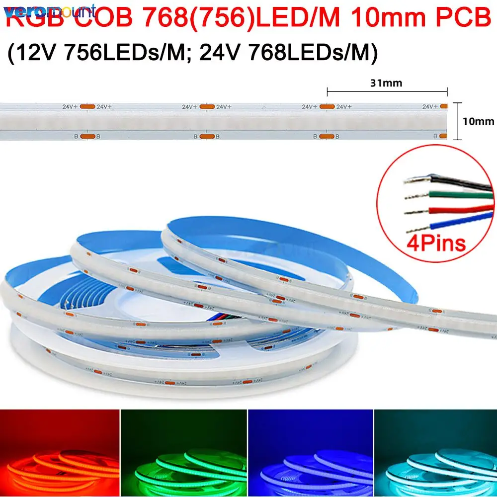 RGBW RGB RGBCCT pasek COB LED 12V 24VDC 768 840 diod/m elastyczny wysoki jasny kolorowy pasek taśma oświetleniowa LED do wystrój wnętrz