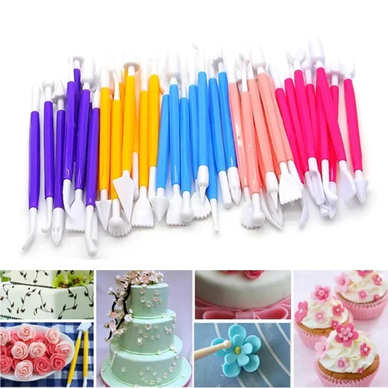 8pcs/set Double Headed Cake Carving Cutter Pen Set Baking Group Fondant Knife Making Cutting Clay Color Soft Diy Tool Odorless