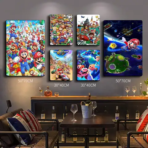 Game Super Mario Self-adhesive Art Poster Retro Kraft Paper Sticker DIY Room Bar Cafe Stickers Wall Painting