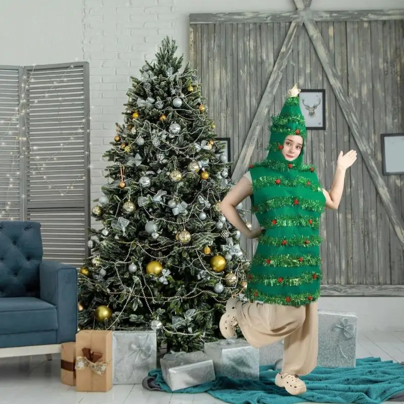 Christmas Tree Costume Holiday Tree Costume Outfit with Star for Party Photos 6XDA
