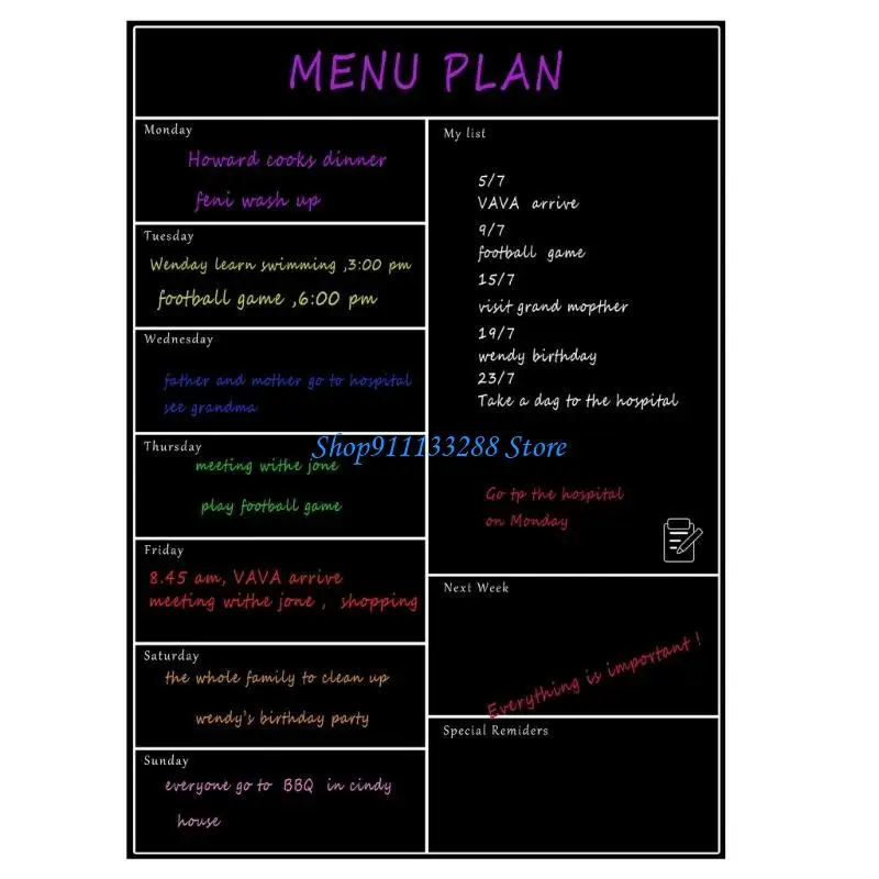 G88D Fridge Whiteboard Calendar Weekly Planner Fridge Memo Board Family Planner Notice Board 297x420mm