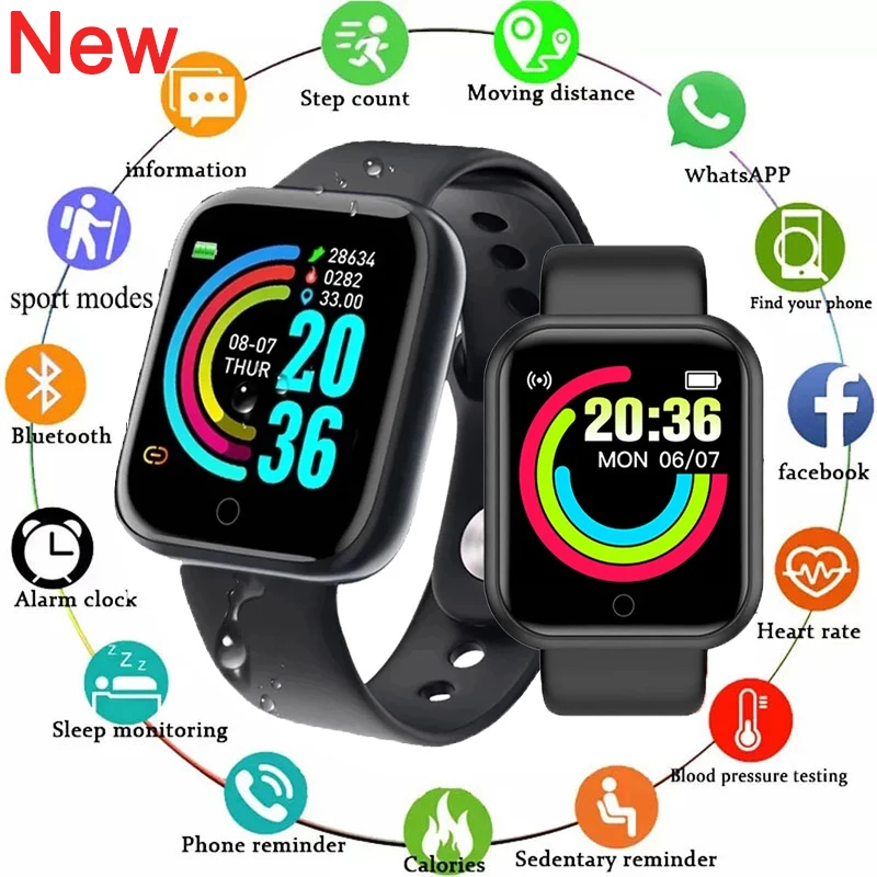 2024 New Y68 Smart Watch Bluetooth Fitness Tracker Sports Watch Heart Rate Monitor Blood Pressure Smart Bracelet for Android IOS