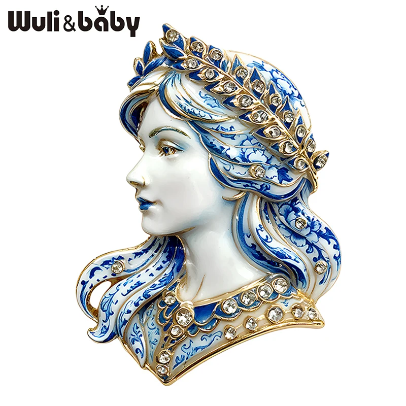 Wuli&baby 12 Zodiac Sign Brooches For Women Unisex Blue-and-white Porcelain Design Animal Lady Party Casual Brooch Pins Gifts