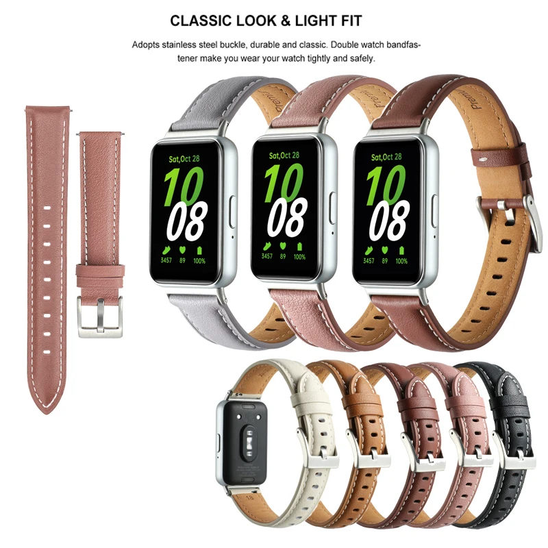 Fashion Leather Band Strap With Connector for Samsung Galaxy Fit 3 / Fit3 SM-R390 Wrist Bracele