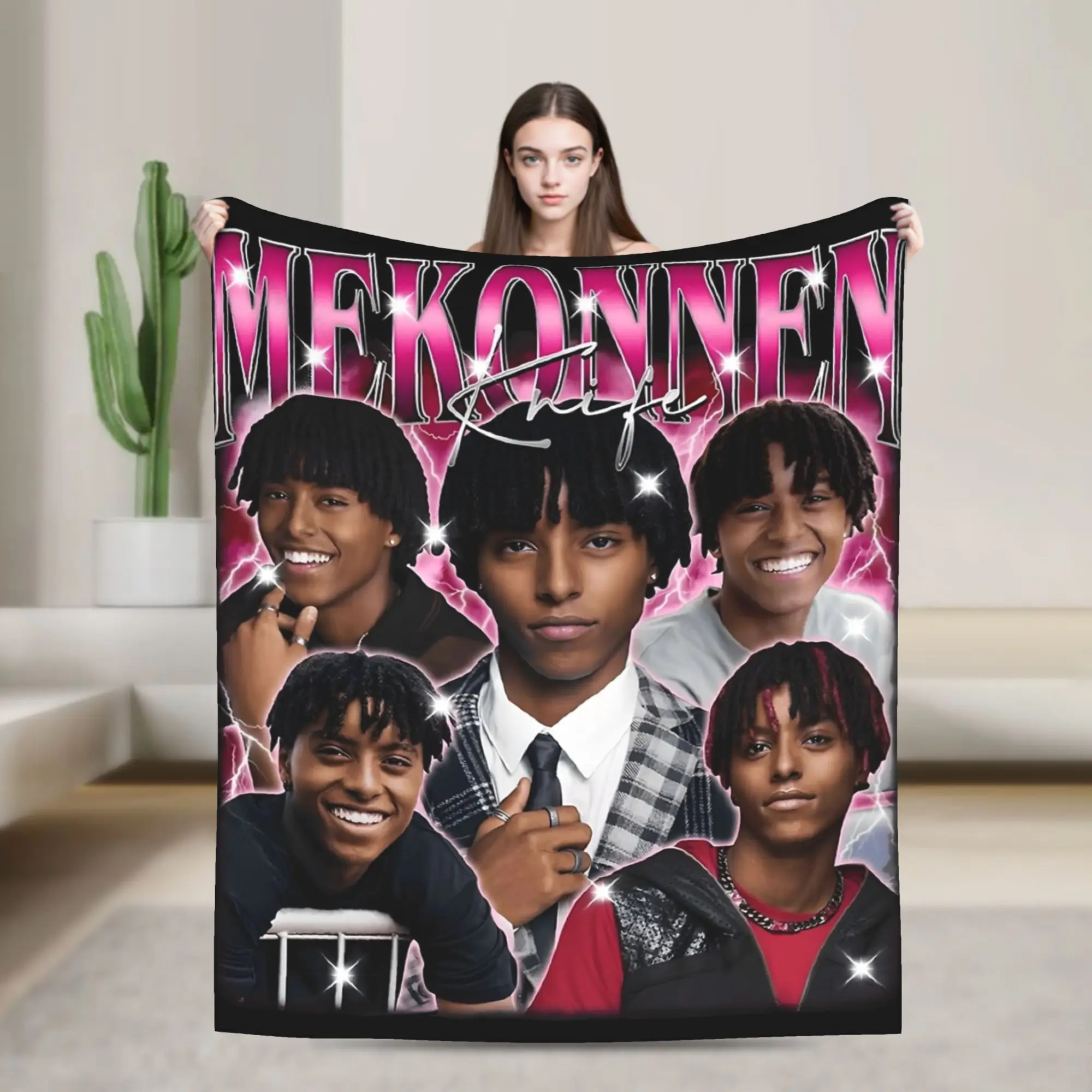 Zombies 4 Mekonnen Knife Retro Vintage Knitted Blankets  Fuzzy Throw Blanket Bed Sofa Decoration Ultra-Soft Warm Bedsprea,