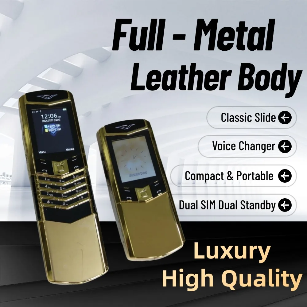 2G GSM Vintage Slider Metal Elderly Mobile Premium Magice Voice Blacklist Dual SIM Oversized Button Compact Dimension