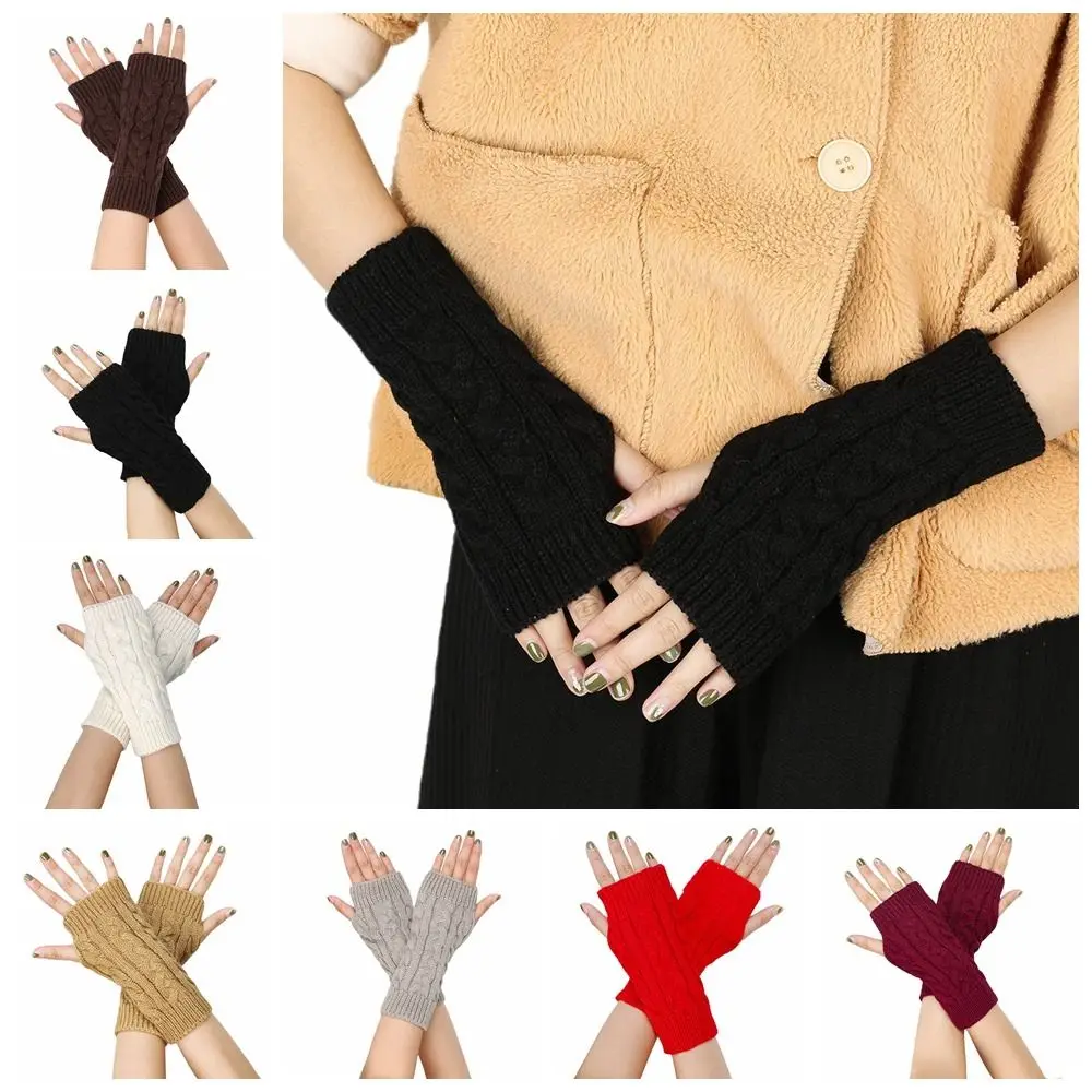 

Cute Touch Screen Winter Gloves Outdoor Riding Mittens Twists Gloves Wool Gloves Warm Korean Style Half Finger Gloves Men
