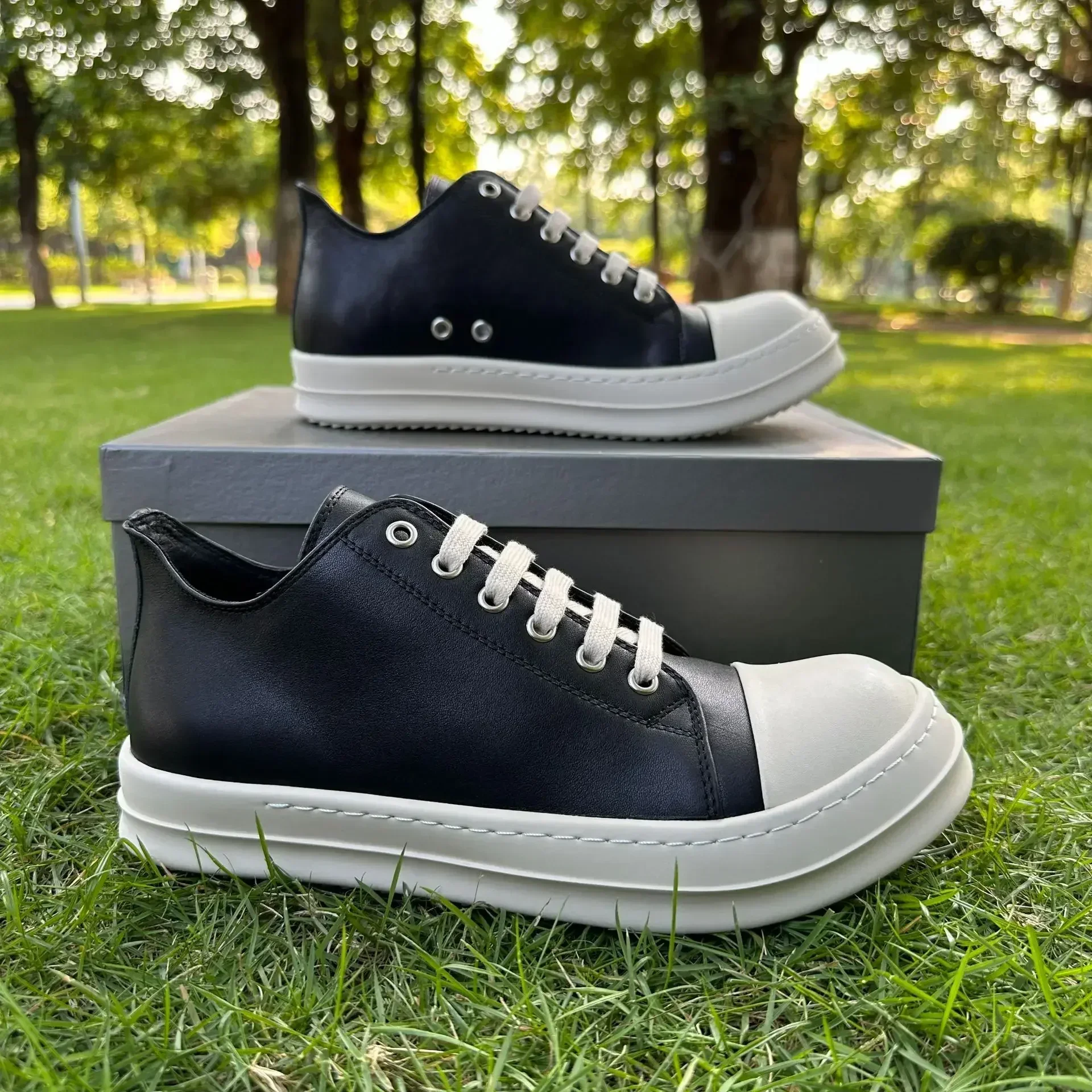 Low Top Single Shoe, New Leather Casual and Versatile, Thick Sole, Shallow Cut Lace Up, High Rise Board Shoes, Female Shoes