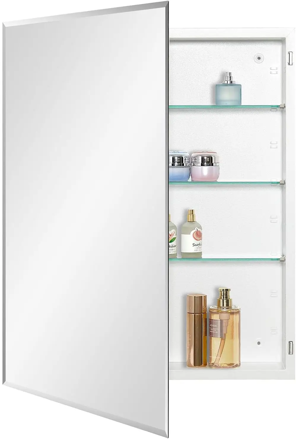 

24x30 Inch Bathroom Medicine Cabinet with Beveled Mirror Door, Adjustable Glass Shelves, Recessed or Surface Mount