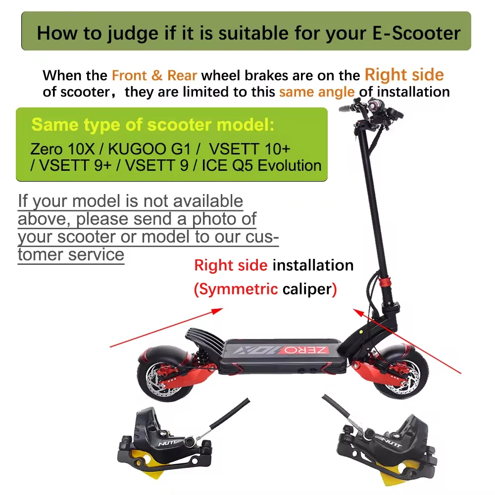 

NUTT Y-5 Electric Scooter with Hydraulic Disc Brakes (140/160/180 discs), compatible with KUGOO G1 and other models.