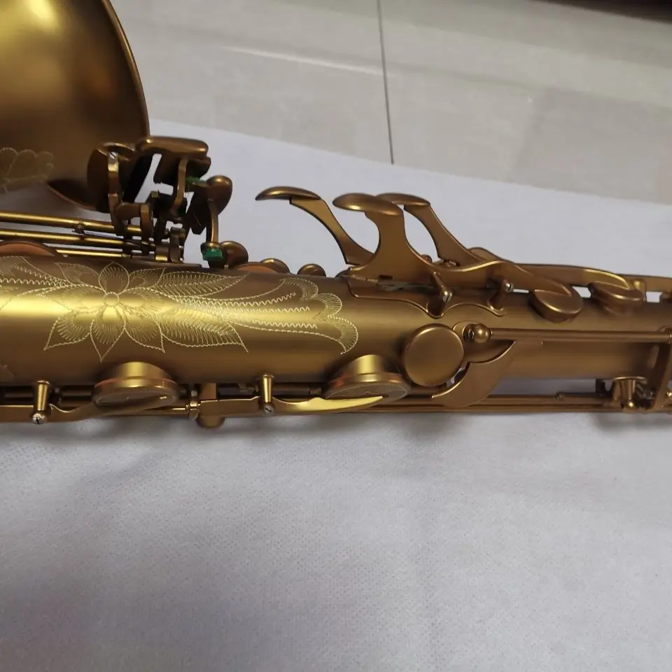 European high-end brown Bb Tenor saxophone drop B tone retro frosted gold-plated professional tenor sax instrument customization