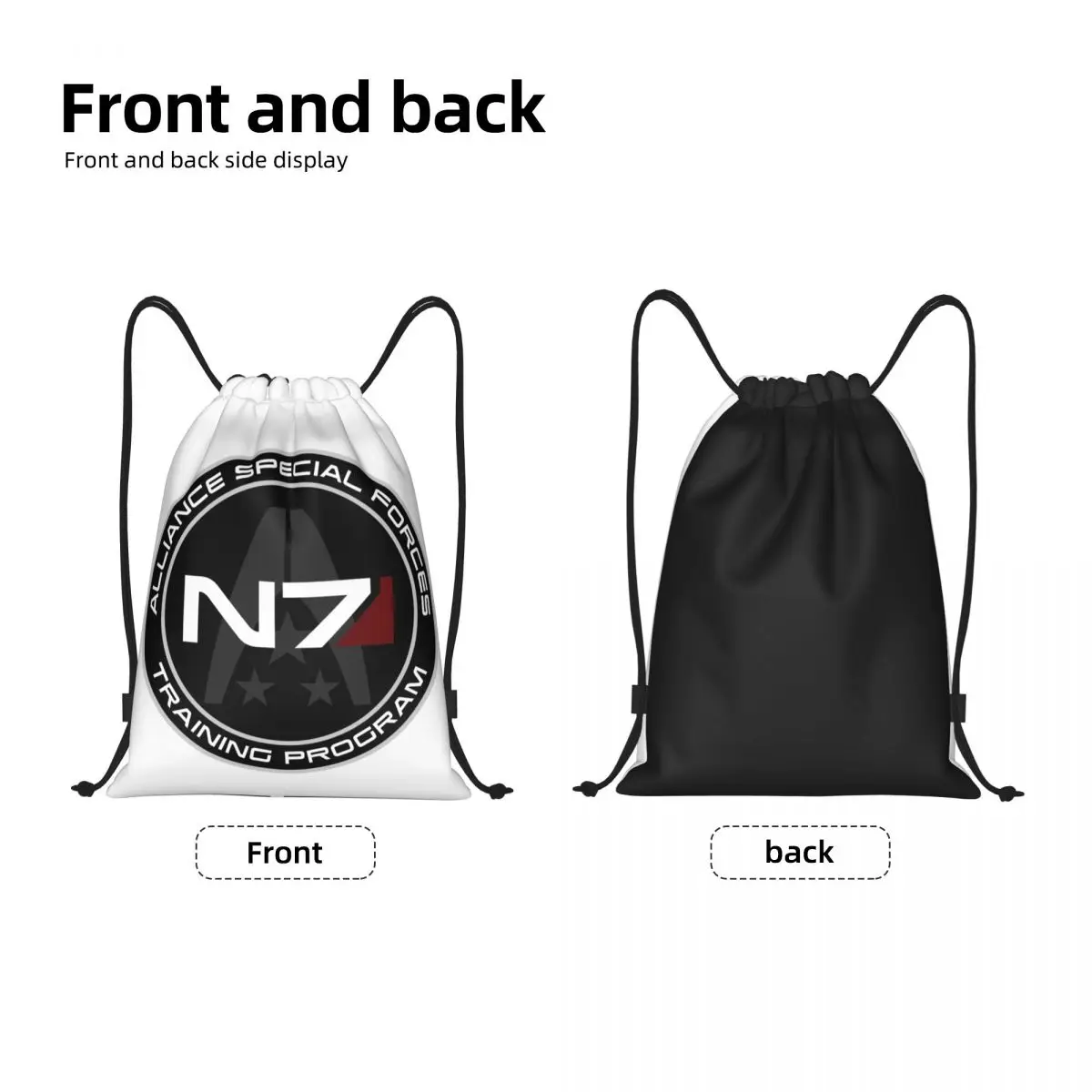 Custom Alliance Mass Effect N7 Drawstring Sacos Das Mulheres Dos Homens Leve Jogo De Vídeo Esportes Ginásio Mochila De Armazenamento