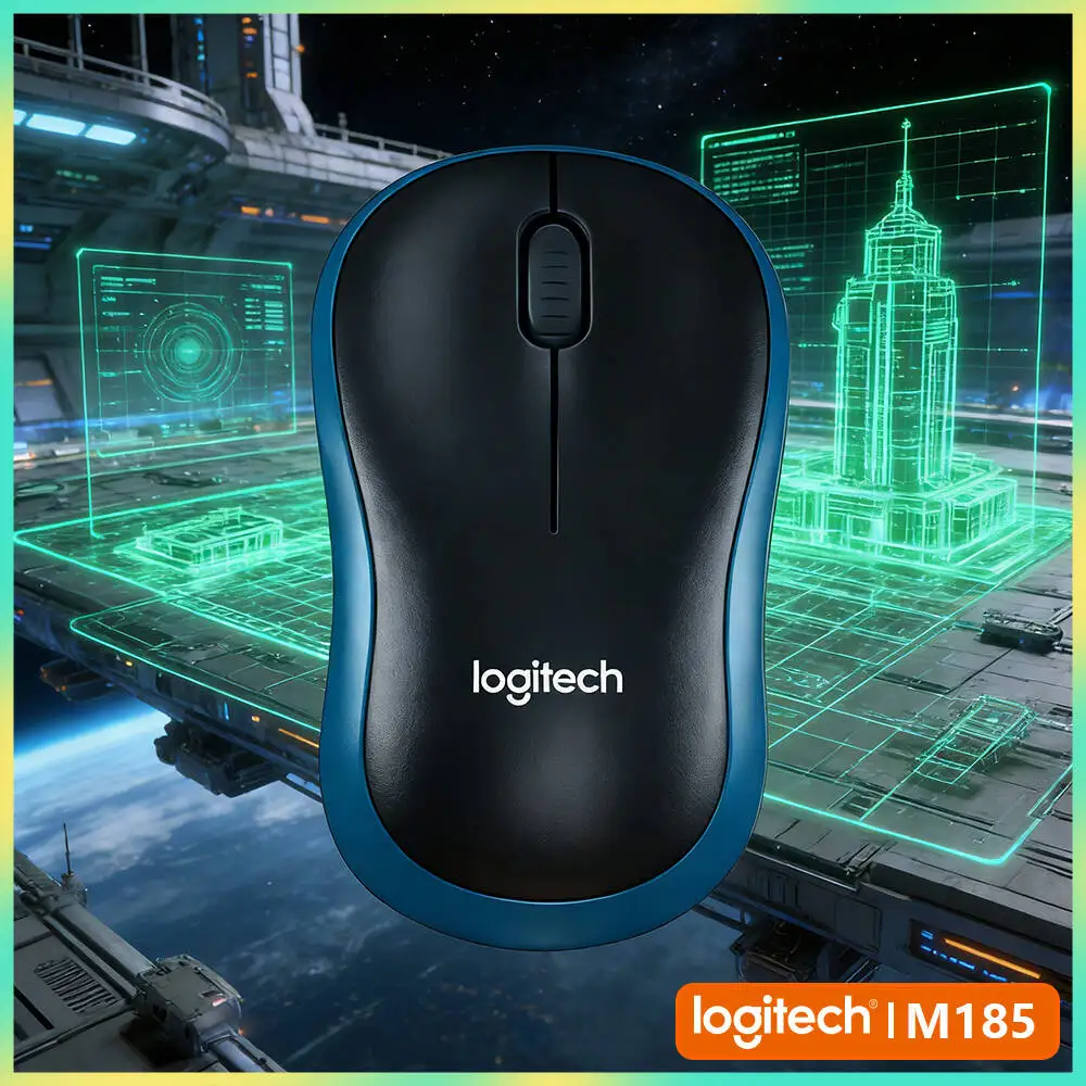Logitech M185 Sharp Hybrid Sensor Mouse 1000 DPI 2.4GHz 10m Range 12-Month Battery Nano Receiver Plug&Play Accessory Tool