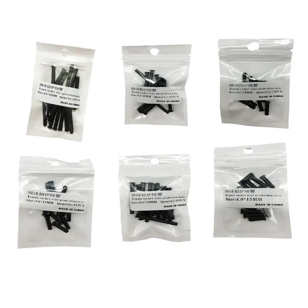 حلقات مضرب التنس باللون الأسود لاستبدال أجزاء الأدوات العالمية 15 قطعة