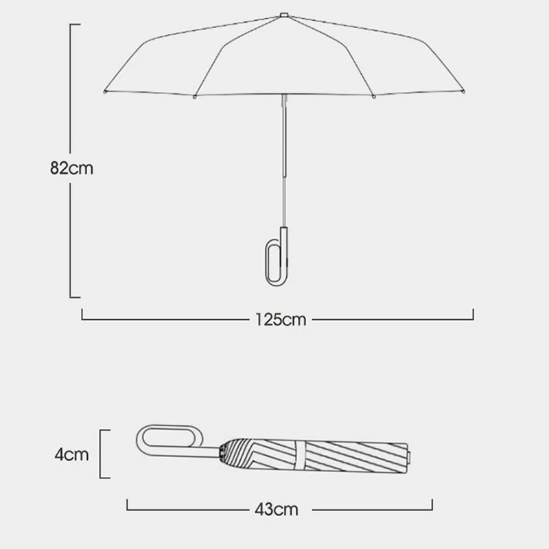 Imagem -06 - Guarda-sol Totalmente Automático para Homens e Mulheres Fecho de Anel Grande Dobras 10 Costelas Ensolarado Chuvoso Comercial Portátil 125cm