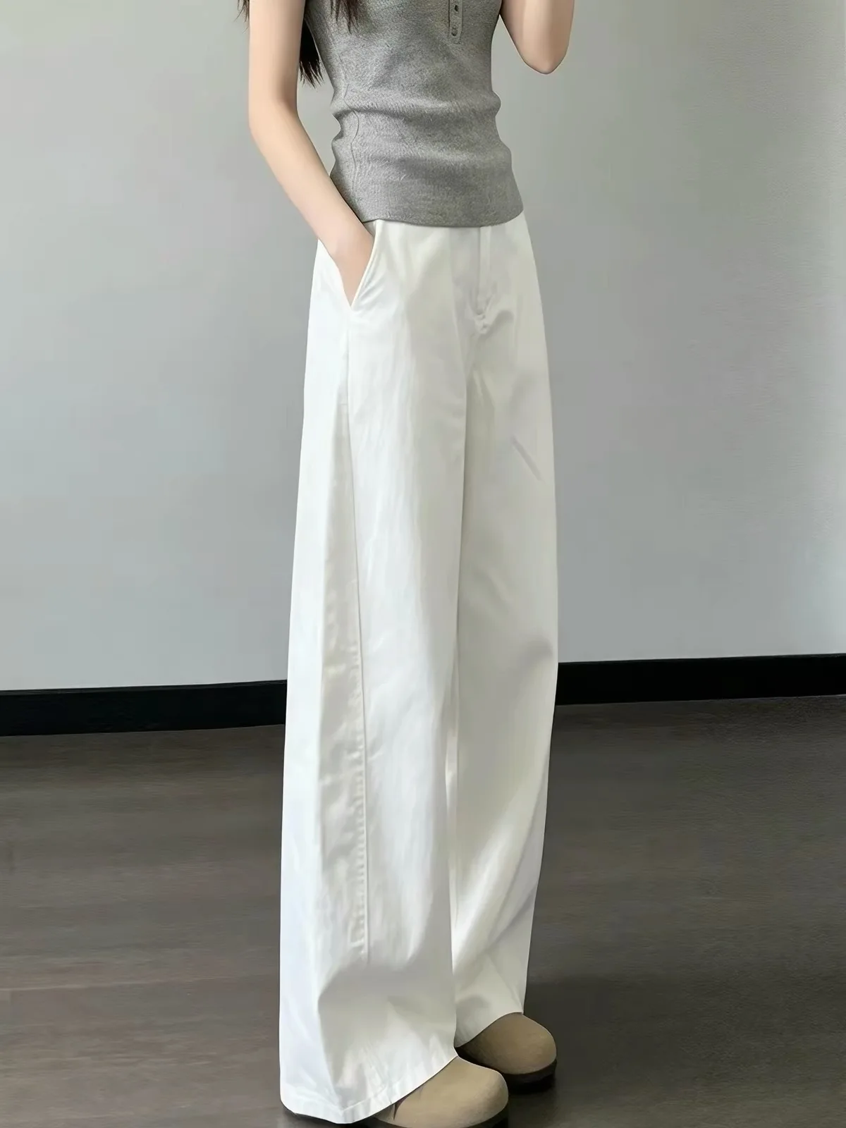 Casual High Waist Wide Leg Jeans Straight Drapey Denim Pants Loose Fit All Seasons Pure Color Junior High School Students