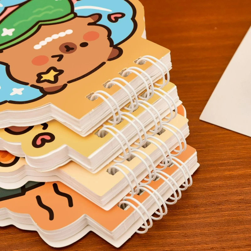 Cute Cartoon Capybara Coil Notepad 50Page Horizontal Line Paper Mini Book Journal Planer School Office Kawaii Stationery