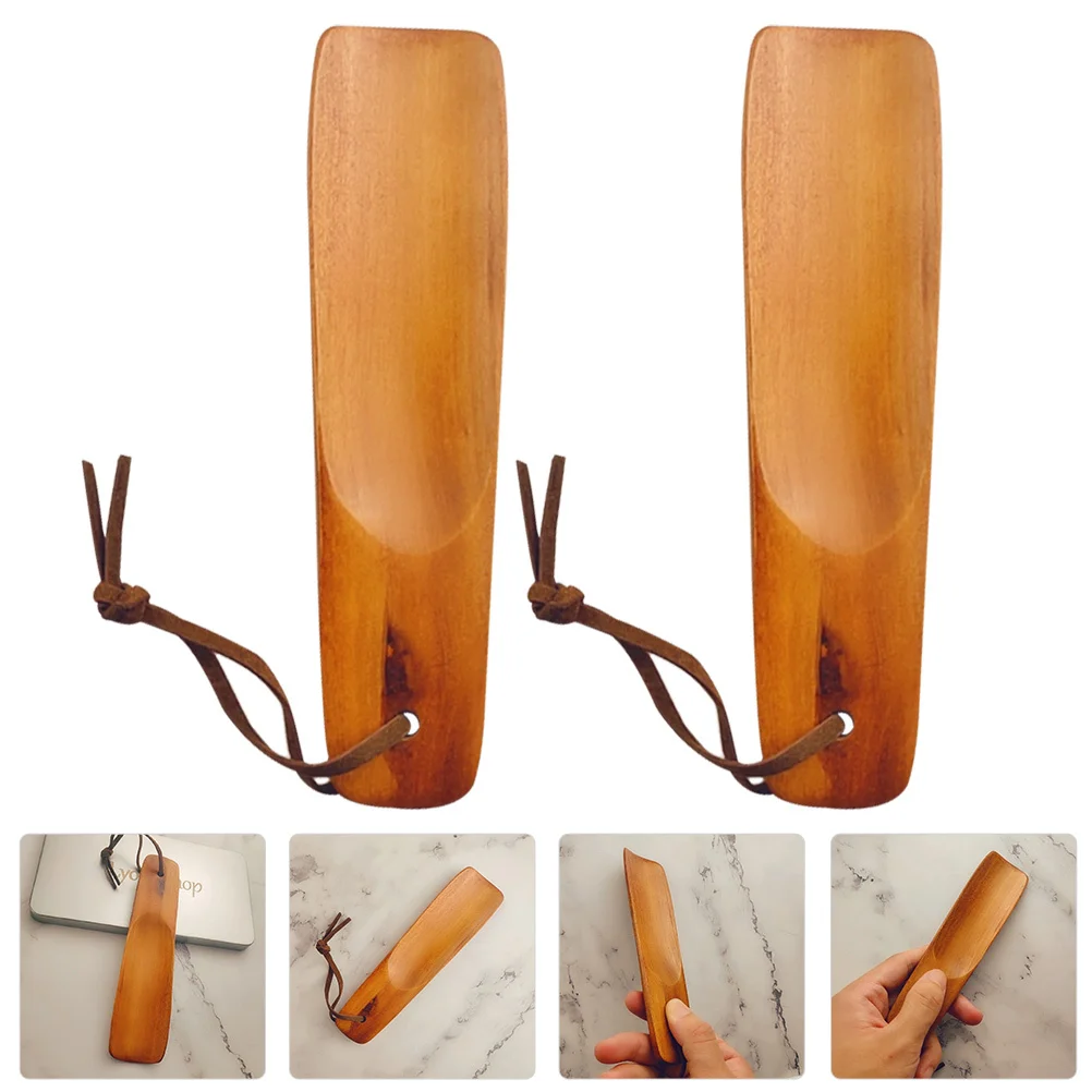 

2Pcs Smooth Wooden Shoehorns Durable Comfortable Portable Home Shoe Lifters Shoe Horn Tool Shoes Lifter Shoehorn Tool