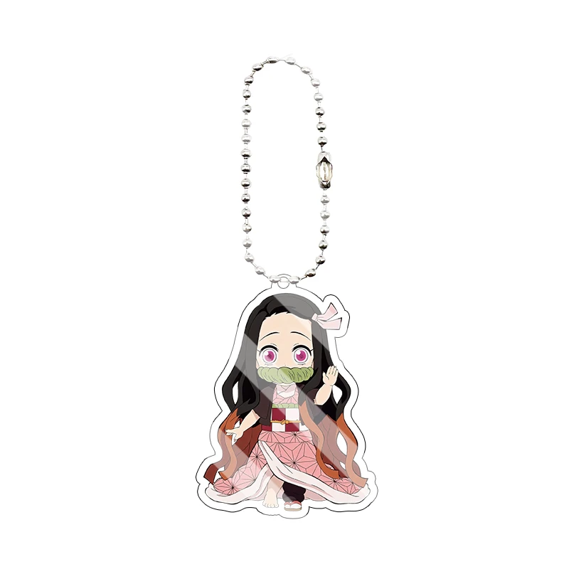 Q Version Inosuke Nezuko Zenitsu Demon Slayer Acrylic Bead Keychain Cartoon Anime Character Festival Bag Pendant Party Decor Toy view 3