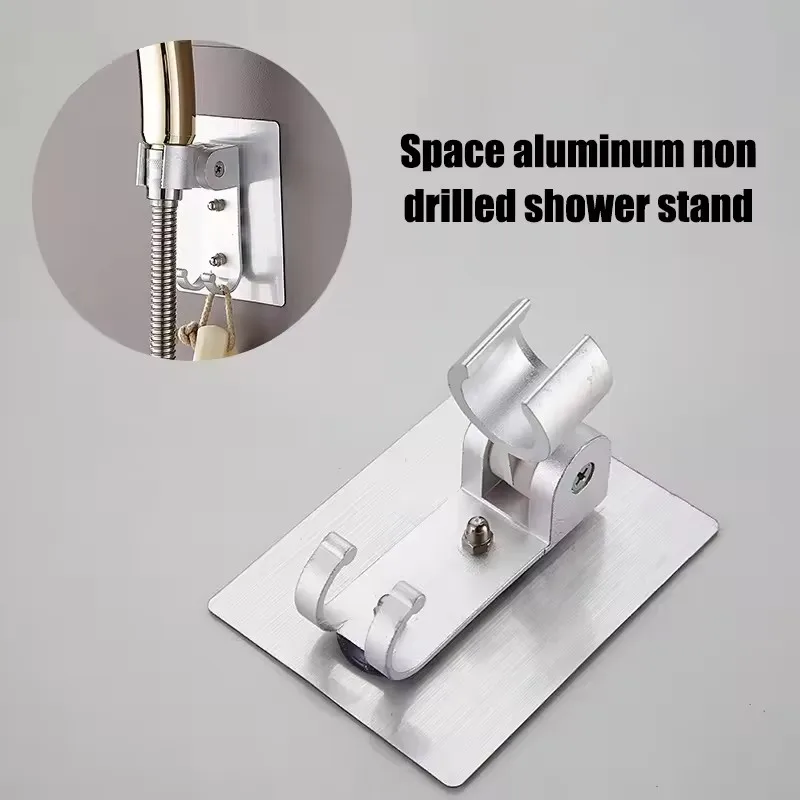 

Anti-Rust Space Aluminum Shower Faucet Stand Base, Shower Head Stand With Hook, Handheld Shower Stand, Bathroom Household Use