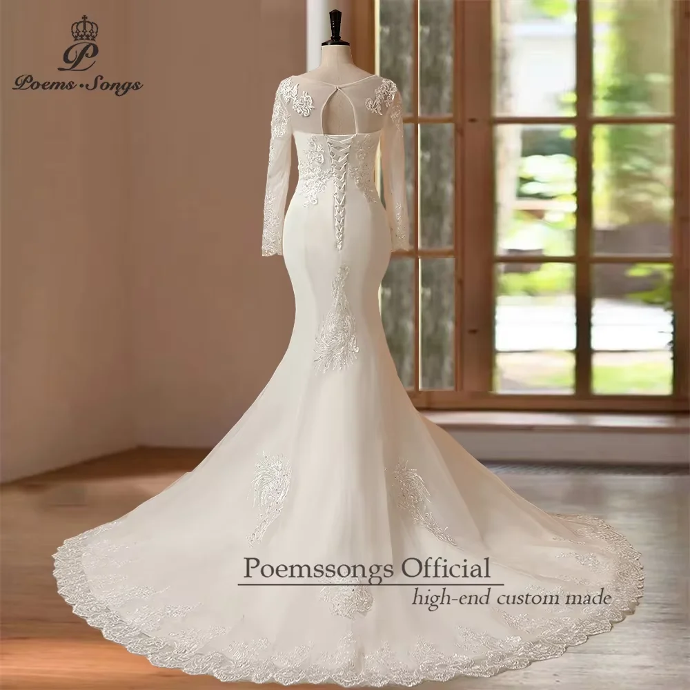 

Customized Elegant long sleeves mermaid Wedding dresses marriage dress Bride dress vestidos de novia Women's dress for wedding