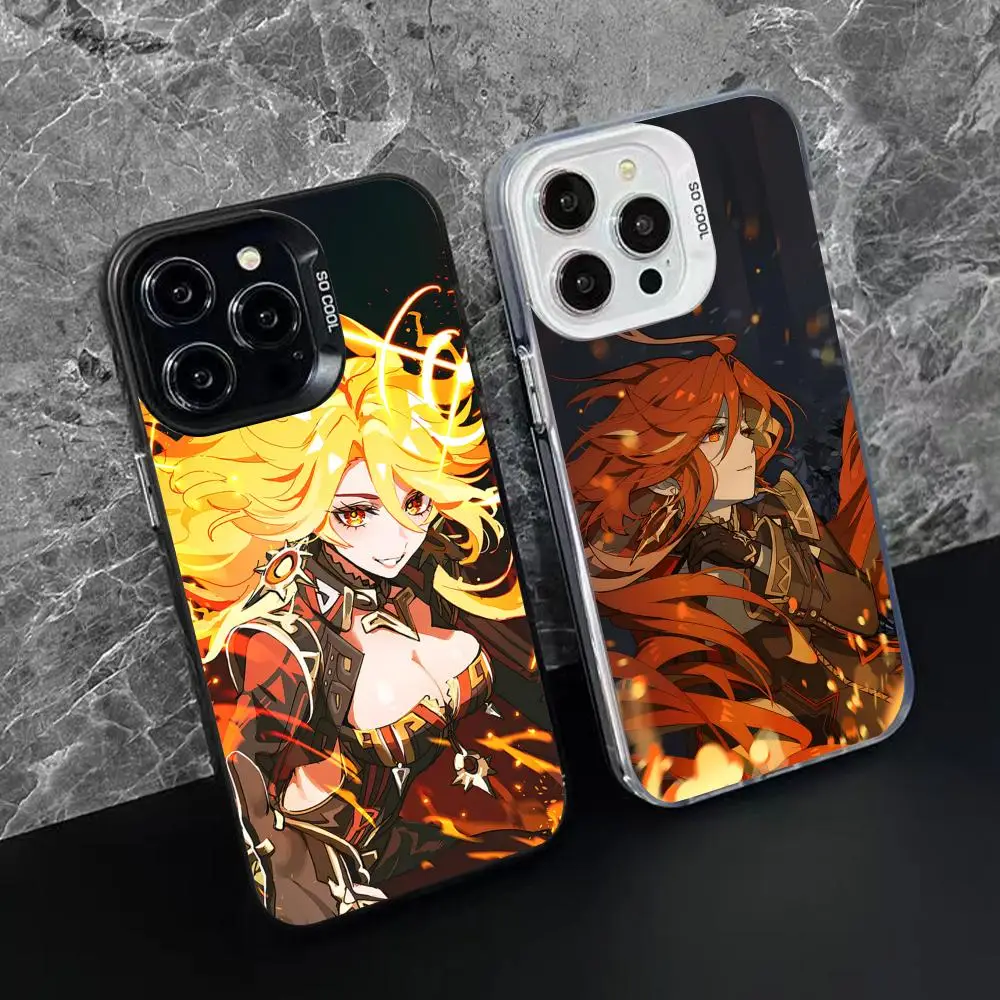 Чехол для телефона Genshin Impact Mavuika для iPhone 16, 15, 14, 13, 12, 11 X XR XS 8 7 Pro Max Plus, полупрозрачные мобильные телефоны с цветной печатью