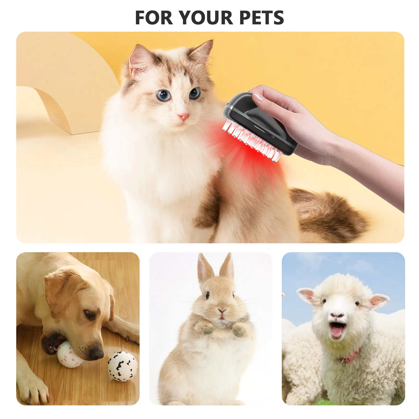 PUPCA  Pet Laser Therapy Combs 8*650nm Laser Diodes Red LightTherapy Vet Device for Pain Relief Bone and Joint Treat&Skin Care