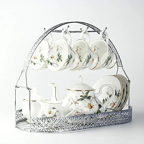 Creative Mug Rack Coffee Cup Holder Tea Set Stand Dishes Organizer Wrought Iron Mug Drainer Storage Drying Rack for Space Saving