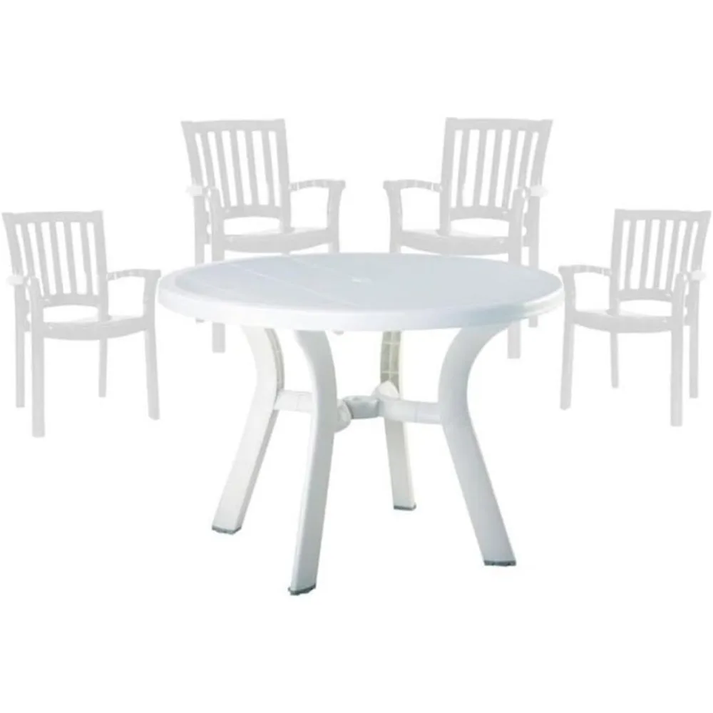 

5 Piece Set Commerical Grade UV Resistant Resin 42" Round Patio Table and Chairs in White